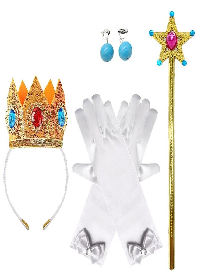 Yosbabe Princess Peach Costume for Girls Peach Dress with Accessories for Birthday Party Halloween Christmas Dress Up Costume (Rose, 120(4-5T)) - Image 5